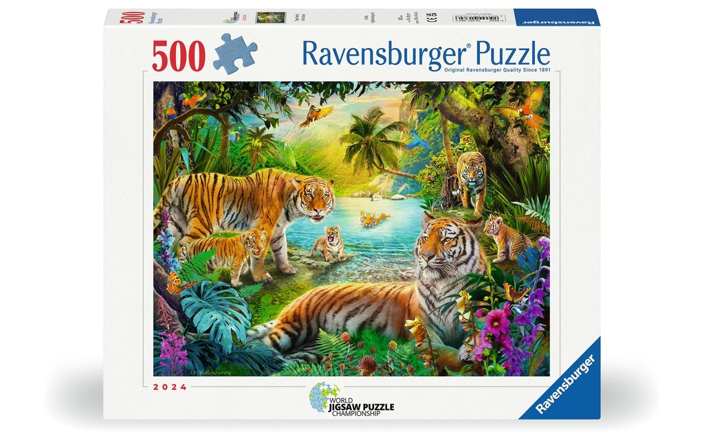 Ravensburger Puzzle Famille de tigres dans l'oasis