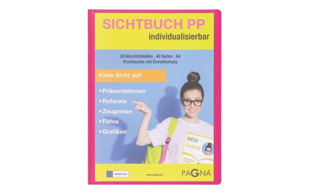 Pagna Chemises de présentation avec poche frontale, School A4 Rose