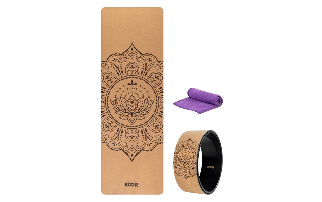 KOOR Kit de yoga 3 pièces, liège