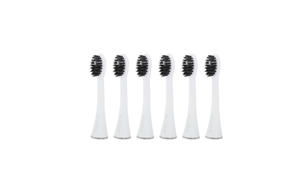 Ailoria Tête de brosse à dents Shine Bright Charcoal Blanc, 6 Pièce/s