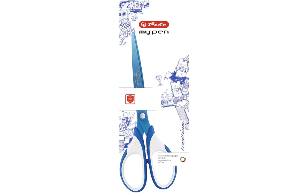 Herlitz Ciseaux Droitier Bleu/blanc