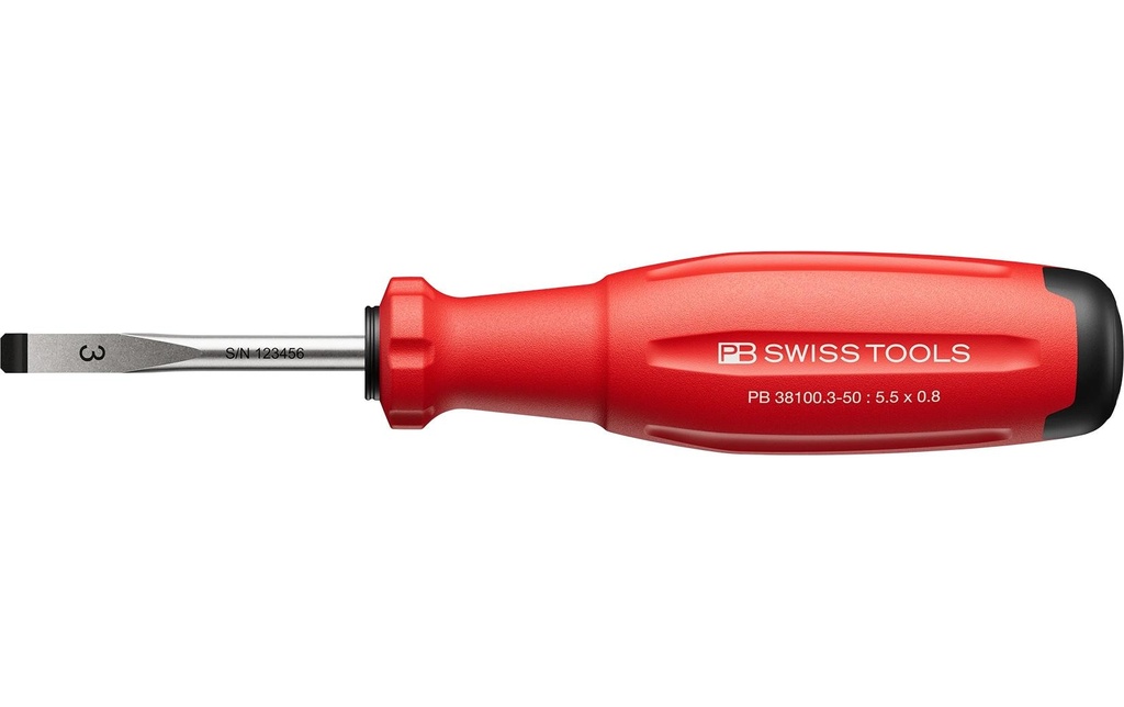 PB Swiss Tools Tournevis pour vis à fente PB 38100.3-50 rouge Plat