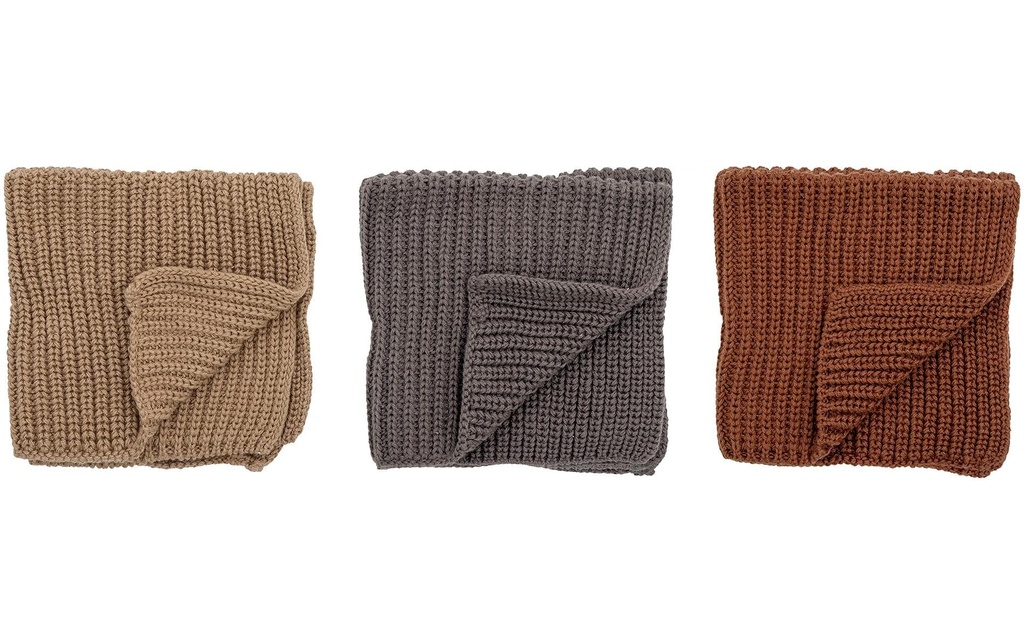 Bloomingville Torchon à vaisselle Ninna, Coton, Gris, 27 x 27 cm, 3 pièces
