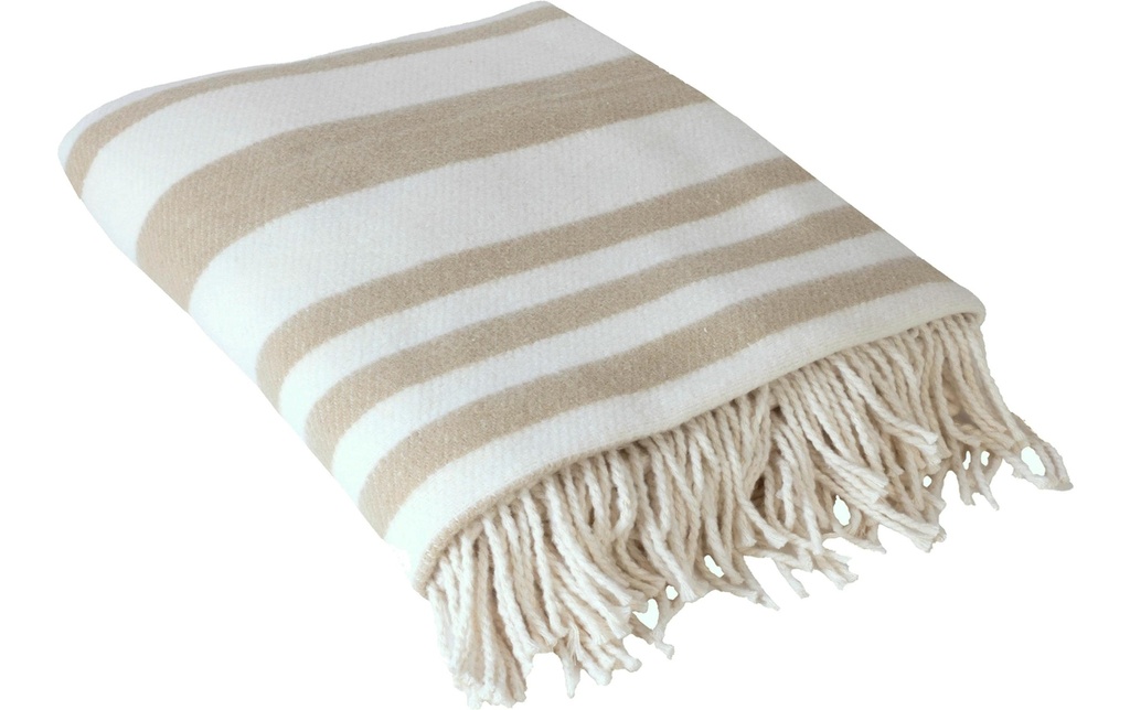 Hubatka Couverture Bandes 150 x 200 cm, Beige/Blanc