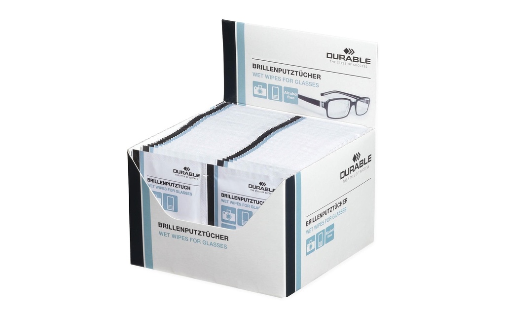 DURABLE Lingettes nettoyantes pour lunettes 100 Pièce/s, Blanc