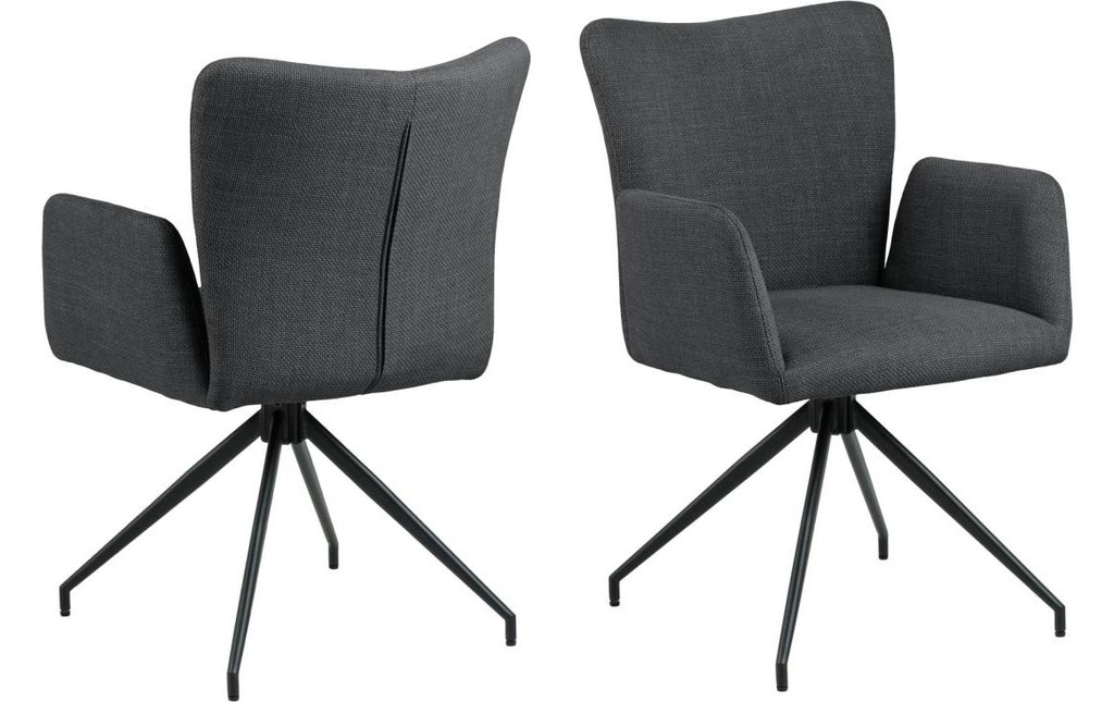 AC Design Chaise Laura Gris foncé/noir, 2 pièces