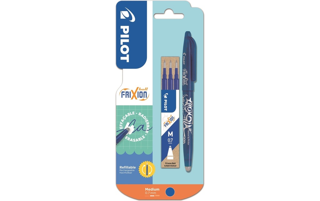 PILOT Roller FriXion Ball +3Ref bleu (4 pces)