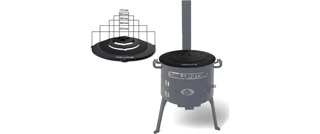 GRILLPETER Plaque de barbecue pour Utschak 50 cm, 22 L