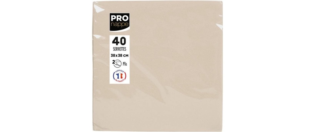 PRO nappe Serviettes en papier Ivoire 38 cm x 38 cm, 40 Pièce/s