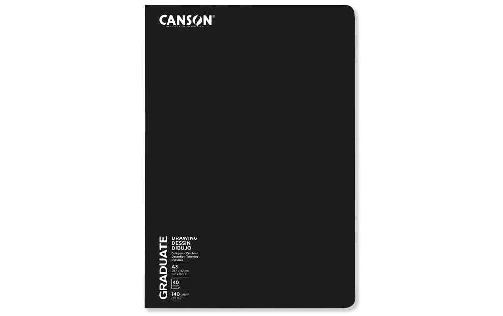 Canson Carnet de dessin Graduate Agrafé A3, 20 feuilles