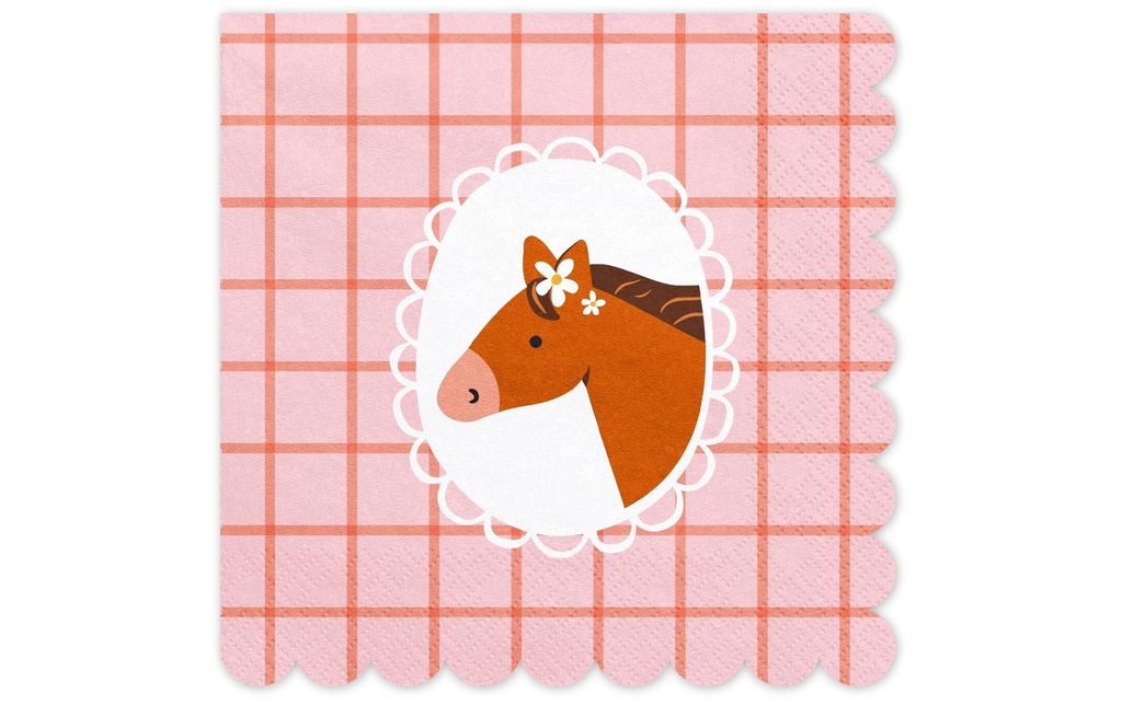 Partydeco Serviettes en papier cheval, 33 x 33 cm, 12 pièces