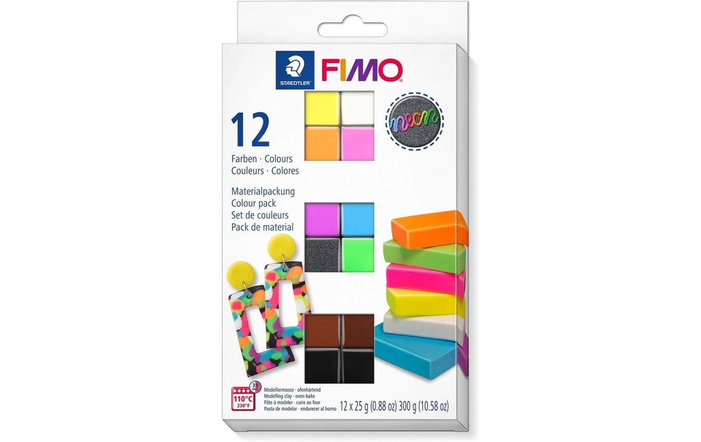 Fimo Matière à modeler Effect Set Neon Colours 12 couleurs