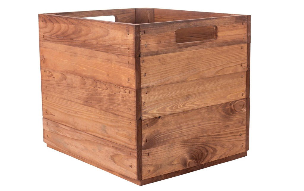 Holz Zollhaus Caisse de rangement Vintage 33 x 38 cm, Brun