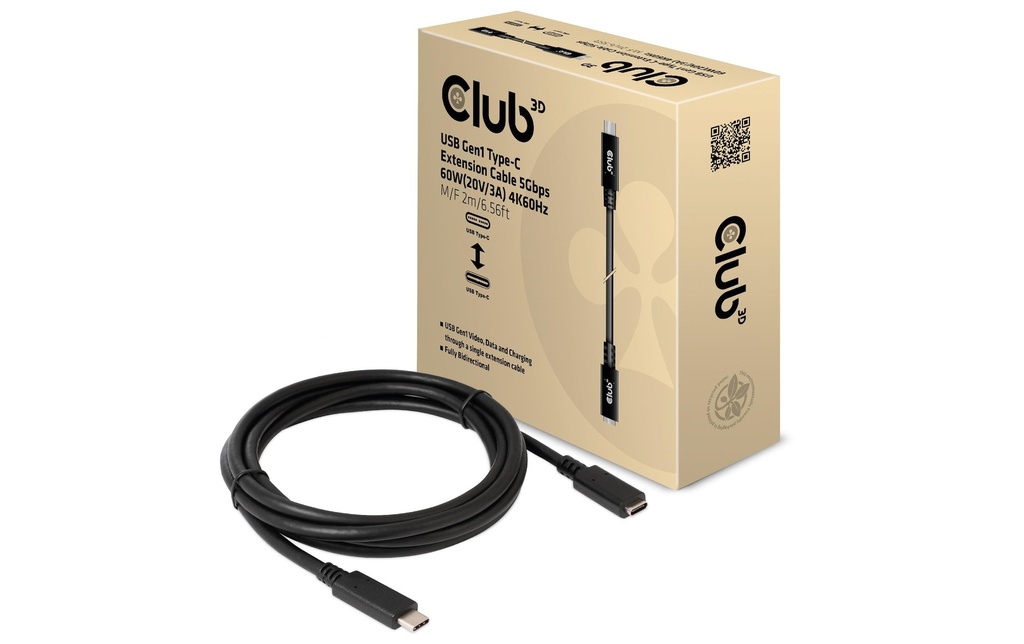 Club 3D Câble de prolongation USB 3.0 CAC-1529 USB-C - USB-C 2 m