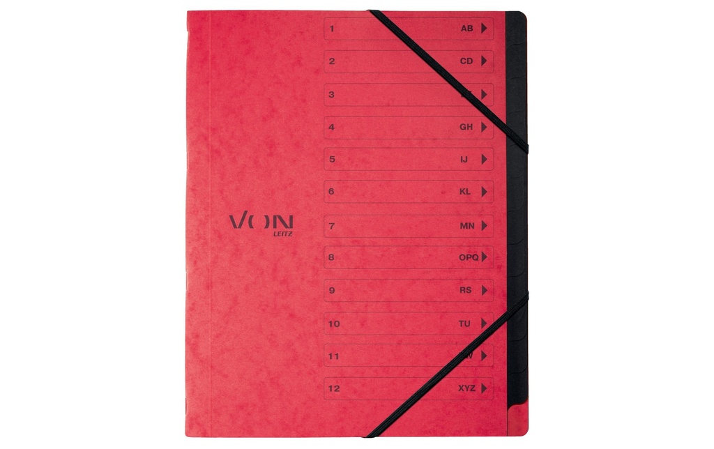 VON Classeur à compartiments avec 12 compartiments, Rouge