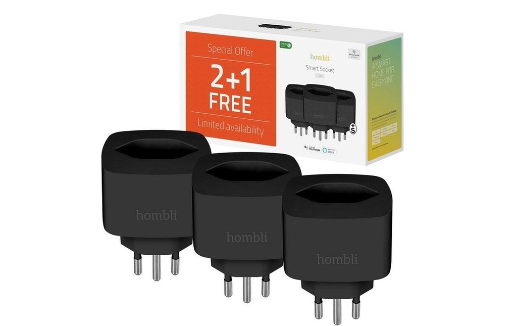 hombli Smart Socket CH, Noir, lot de 3