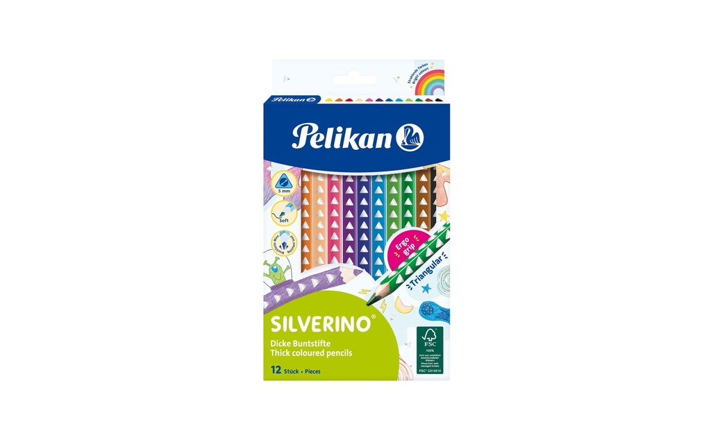 Pelikan Crayons de couleur Silverino Dick, jeu de 12