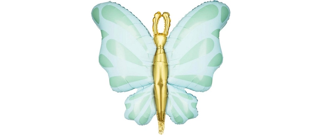 Partydeco Ballon en aluminium Papillon Menthe, 69 x 69 cm